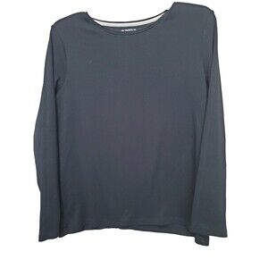 Talbots Petite Black Pima Cotton Long Sleeve T-Shirt Size LP